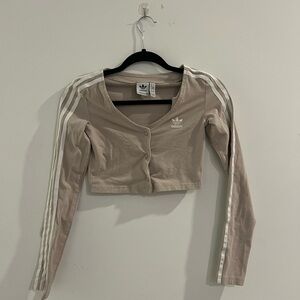 Adidas Light Tan Cardigan with White Accents